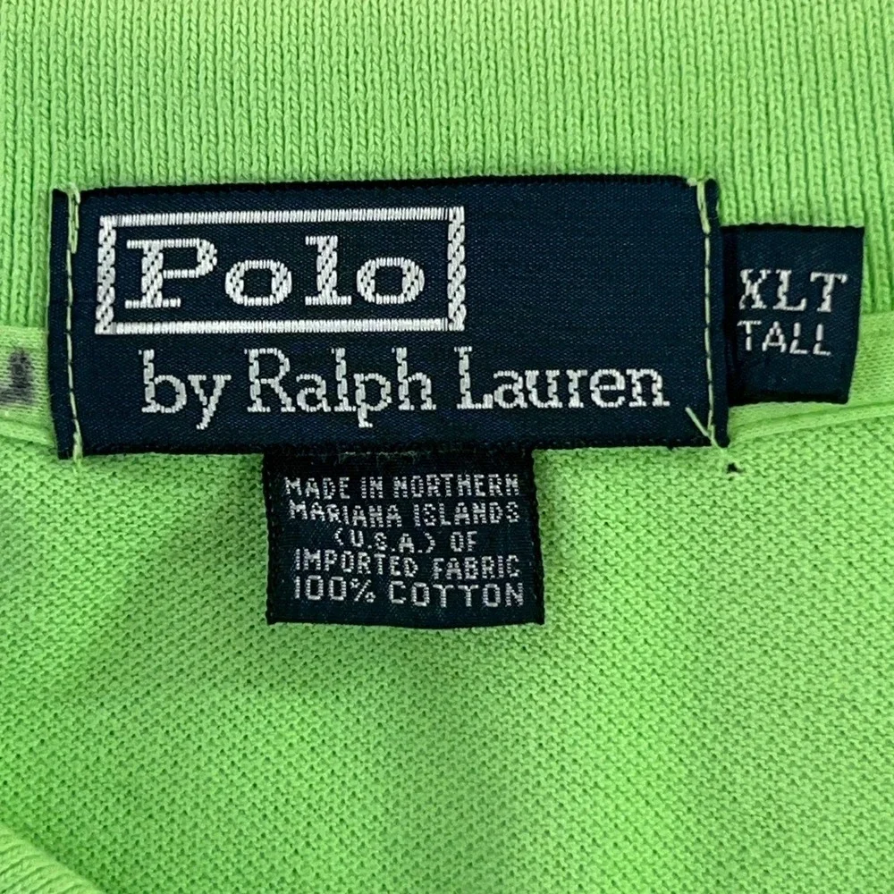 Polo By Ralph Lauren Mens X-Large Tall Green Cotton Logo Hi Low Hem Polo Shirt